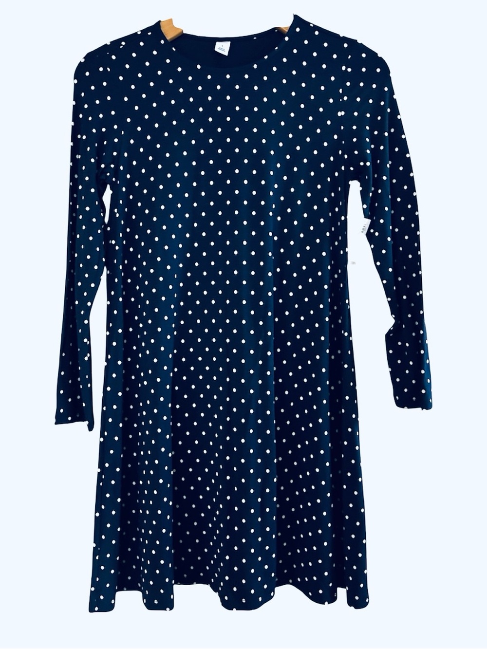 Old Navy Navy Blue Polka Dot Long-Sleeve Dress